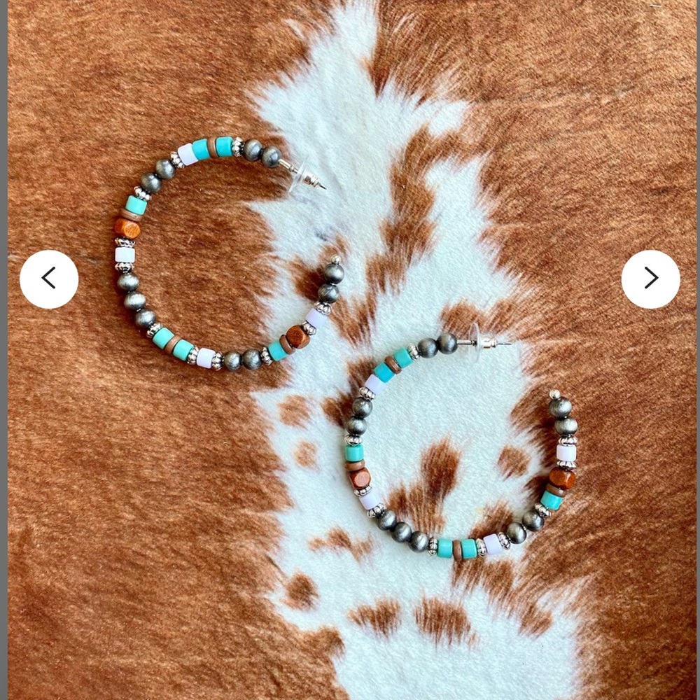 Navajo style pearl with bead earrings
